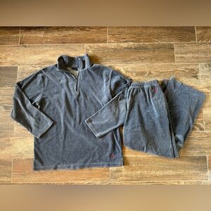 Polo Ralph Lauren Fleece Lounge Set | Quarter Zip & Joggers | Medium